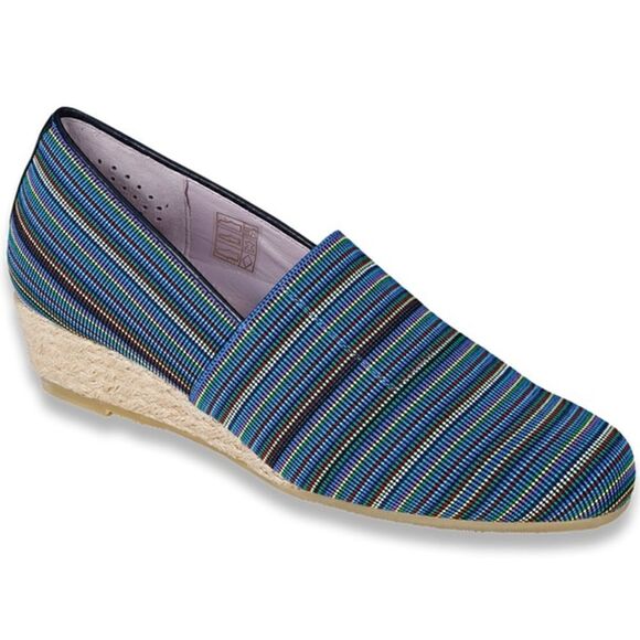 SAS  | Becky - Jute-Wrapped Wedge in Bright Blue Stripe Made in Italy | 8WW - Picture 1 of 9